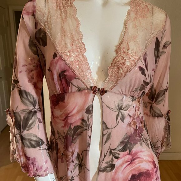 CLAIRE PETTIBONE VINTAGE ROSE ROBE SIZE S SMALL - Picture 3 of 7